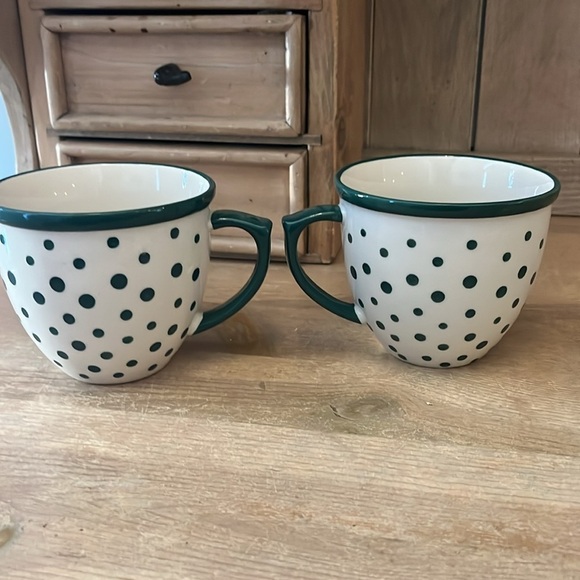 The Pioneer Woman Set of 2 Coffee Mugs Green Polka Dots Tea NWT - Picture 3 of 6